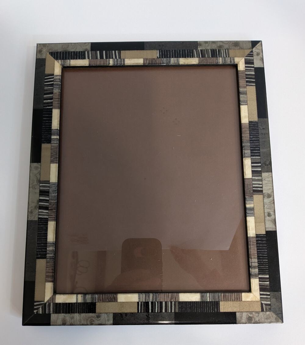 Natalini Italy 8x10 Wood Marquetry Picture Frame Inlaid Patchwork Geometric MCM